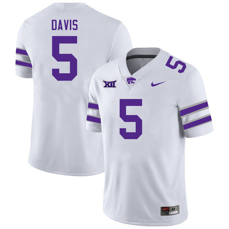 #5 Andre Davis Kansas State Wildcats Fotball Jerseys Stitched Sale-White